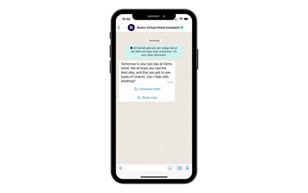 Whatsapp Screenshot showing how Conversational AI works in sending pre-checkout notification